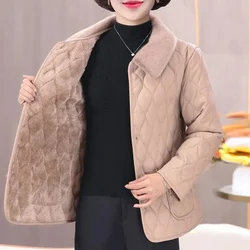 Wine Red Plush Winter Plush Jacket Winter Mom's Fashion Plus Size Loose Thick Fur Collar Coat For Mid-Aged Women With Velvet War