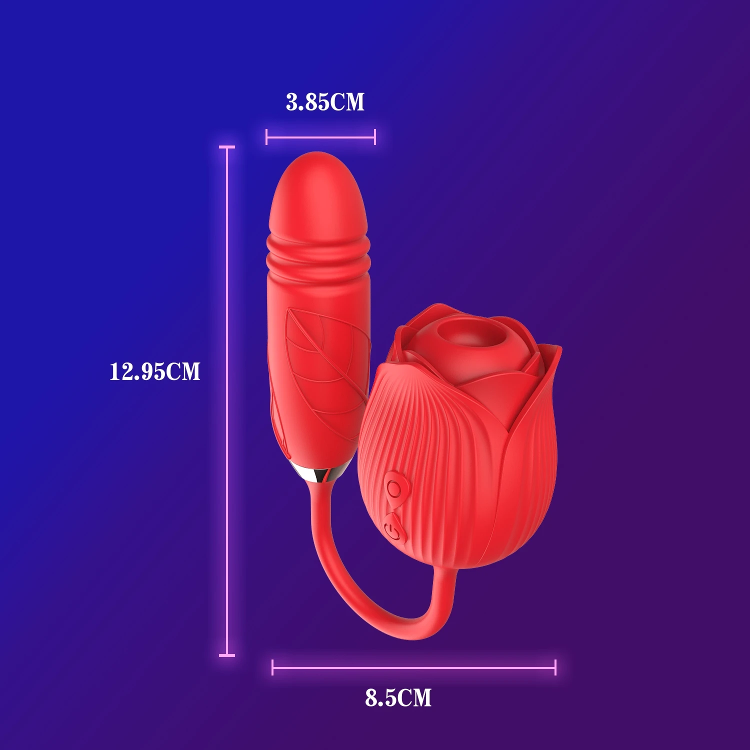 Rose Sucking Vibrator for Women, 2 in 1 G Spot Thrusting Clitoral Stimulator, Soft Liquid Silicone Dual Stimulation Adult Toy with Quiet Motor view 3