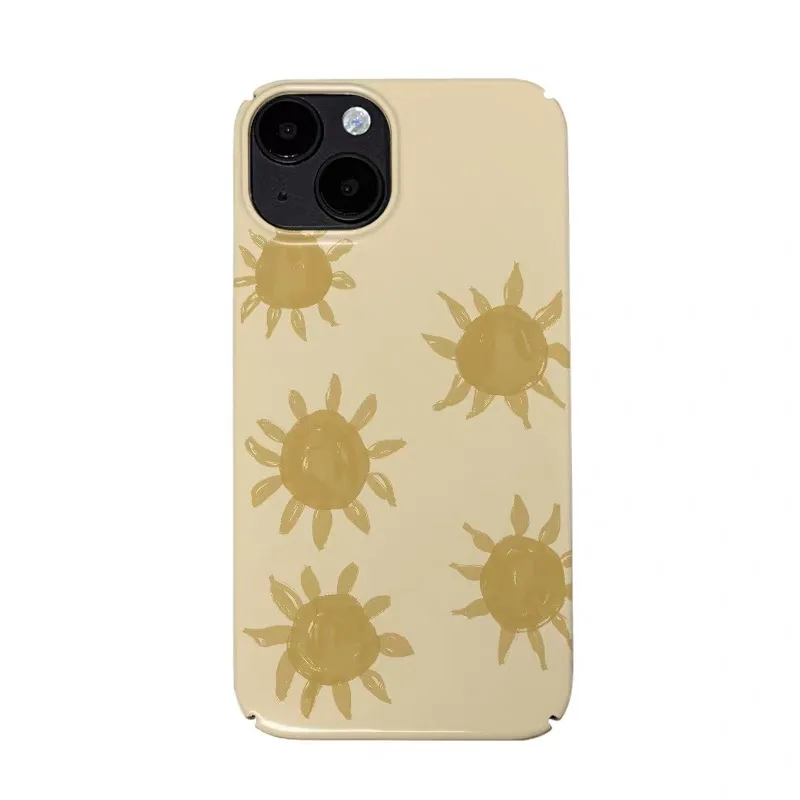 

Warm Yellow Sun Crayon Graffiti Phone Case for IPHONE 17 Air 16E 15 PROMAX 14 Plus 13 12 MINI 11 16Plus XR Acrylic Phone Cover