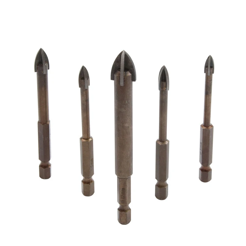 Tungsten Carbide Glass Drill Bit Set Alloy Carbide Point with 4 Cutting Edges Tile & Glass Cross Spear Head Drill Bits