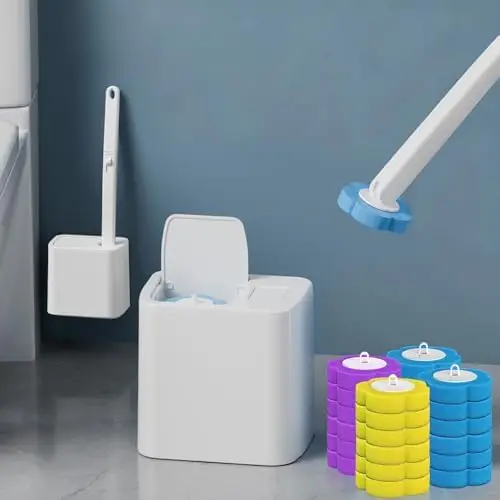 

Disposable Toilet Brush Set with 24 Refills & Holder – Ocean, Lemon, Lavender Scents – Wall-Mounted Cleaner
