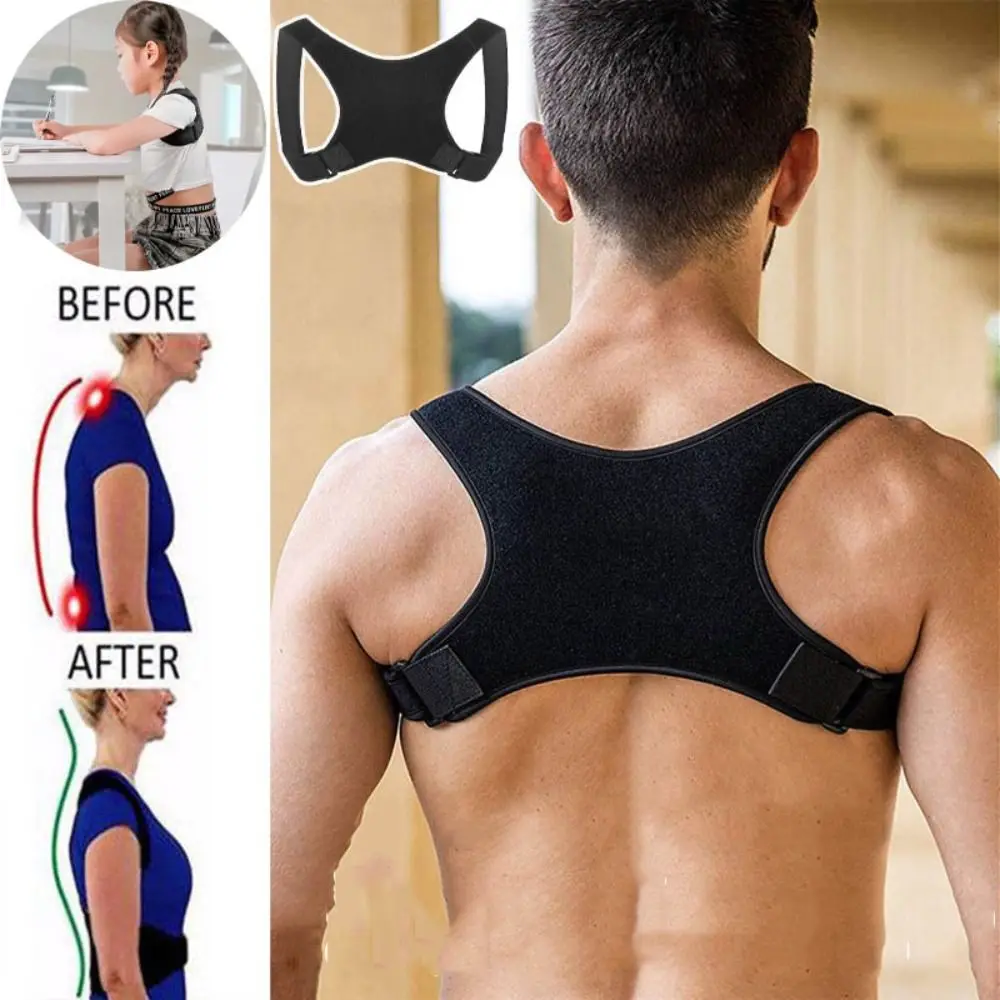 

Sports Safety Black Body Brace Belt Adjustable Soft Posture Corrector Fitness Tools Unisex