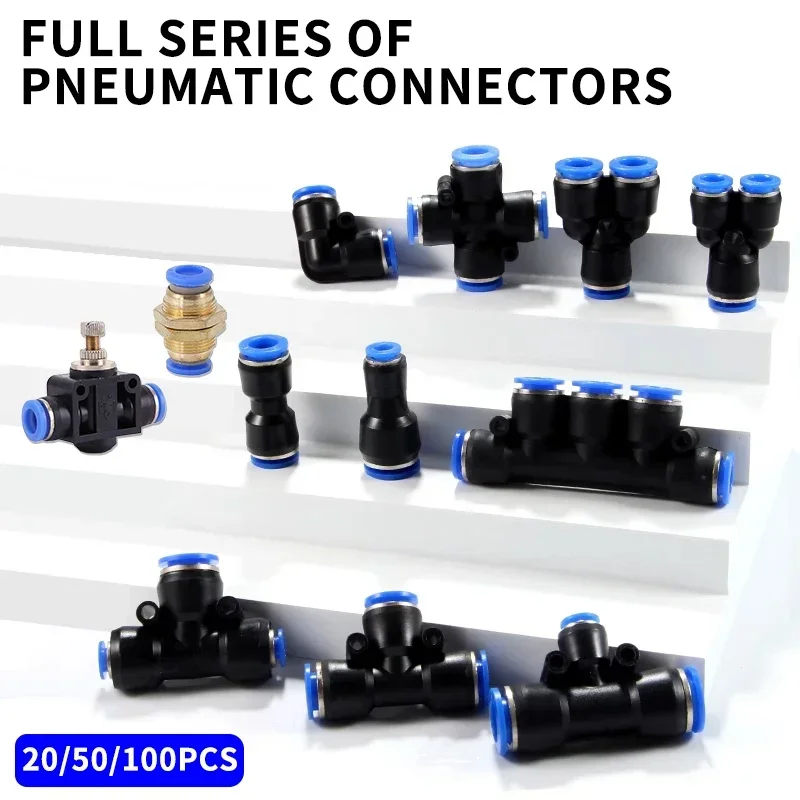 Pneumatic Fitting Pipe Connector Tube Air Quick Fittings Water Push In Hose Plastic Connectors PU PY 4mm 6mm 8mm 10mm 12mm 14mm