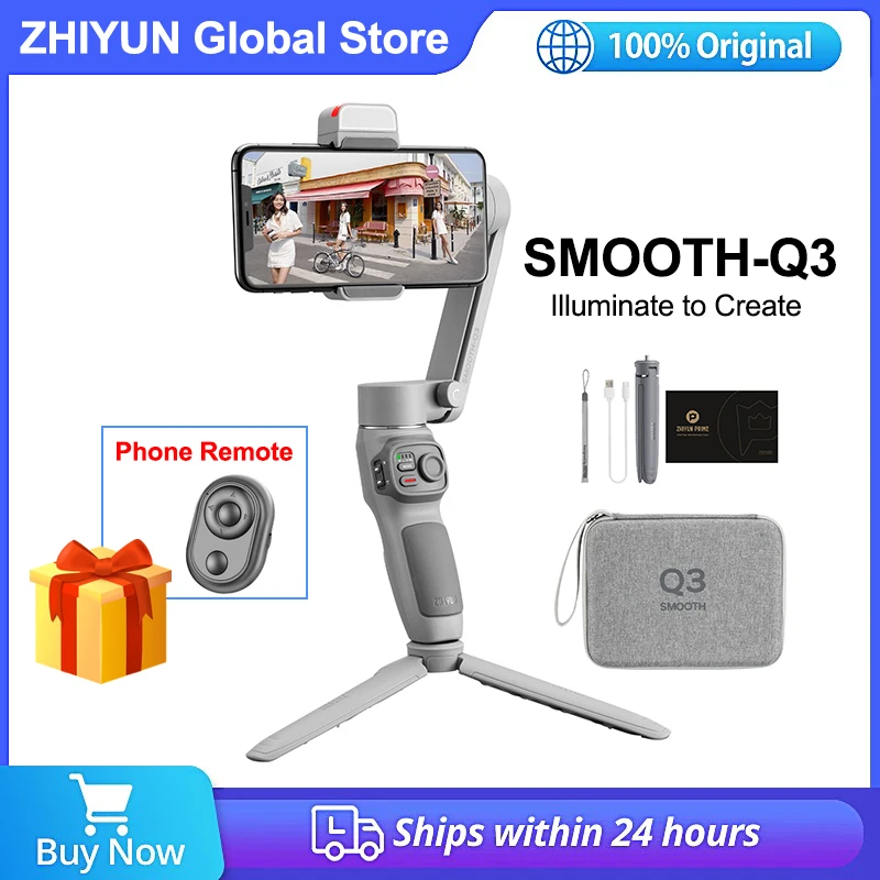 Zhiyun Smooth Q3 3-Axis Smartphone Gimbal Stabilizer for iPhone 15 14 13 12 PRO Android Xiaomi Samsung Huawei