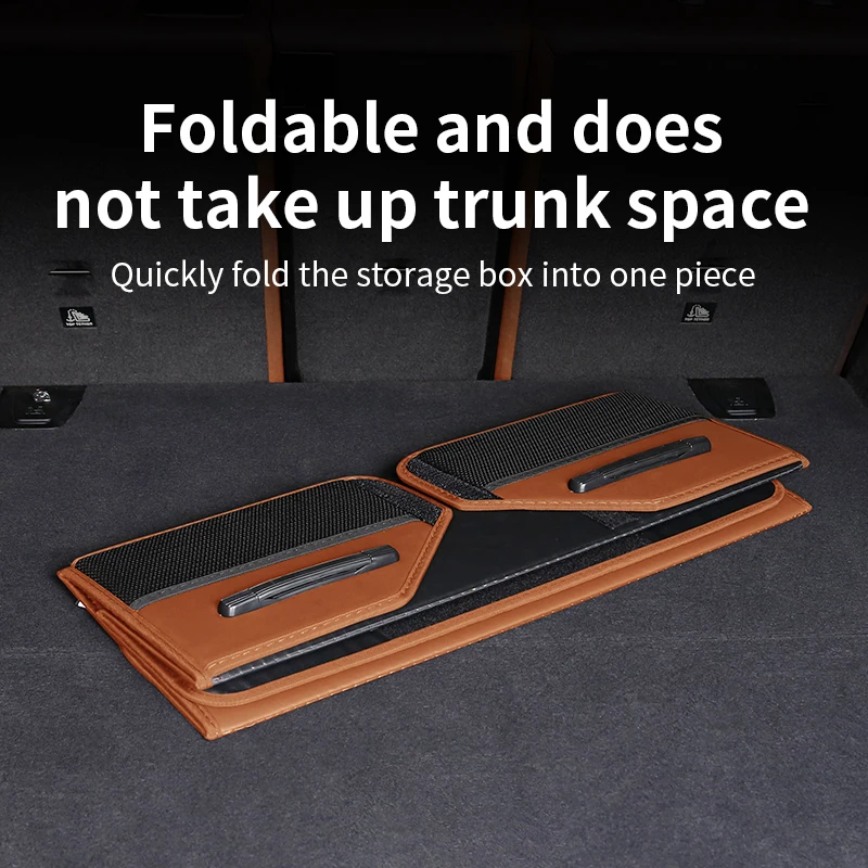 Universal Car Trunk Storage Box, Premium Nappa Leather, Foldable Organizer, Extra Storage Space, Neat Storage, Easy to Install