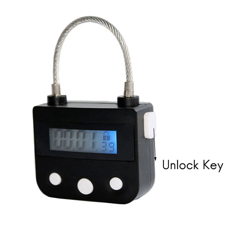 2X Metal Timer Lock USB LCD Display Metal Electronic Rechargeable Timer Multi-Function Padlock Black