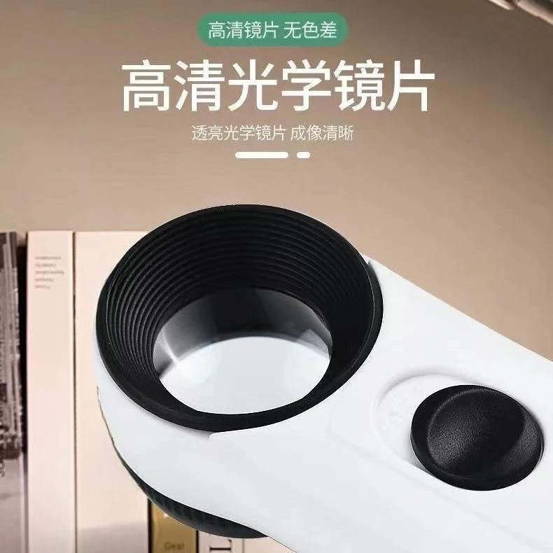 40X HD Handheld LED Magnifier for Jewelry Electronic Components Repair Antique Appraisal