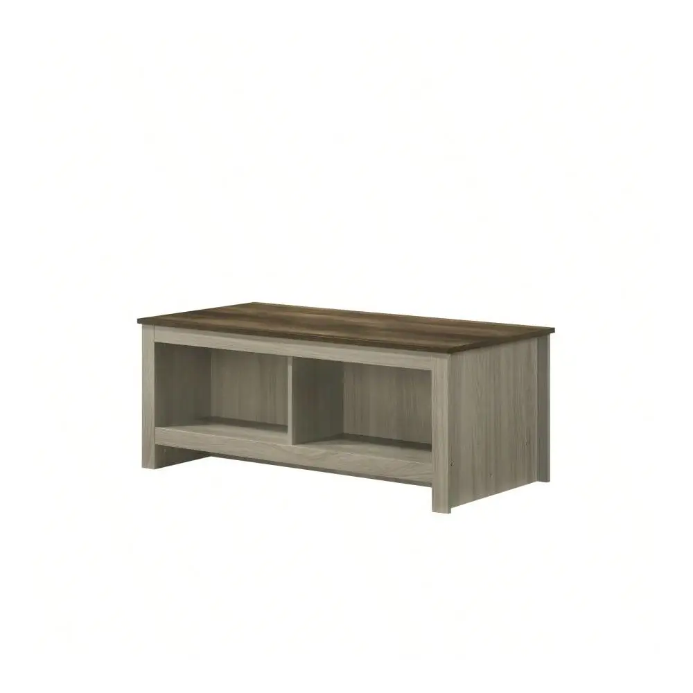 43 W Gray Oak Coffee Table With Open Shelves Front And Backdining Table Eating Table