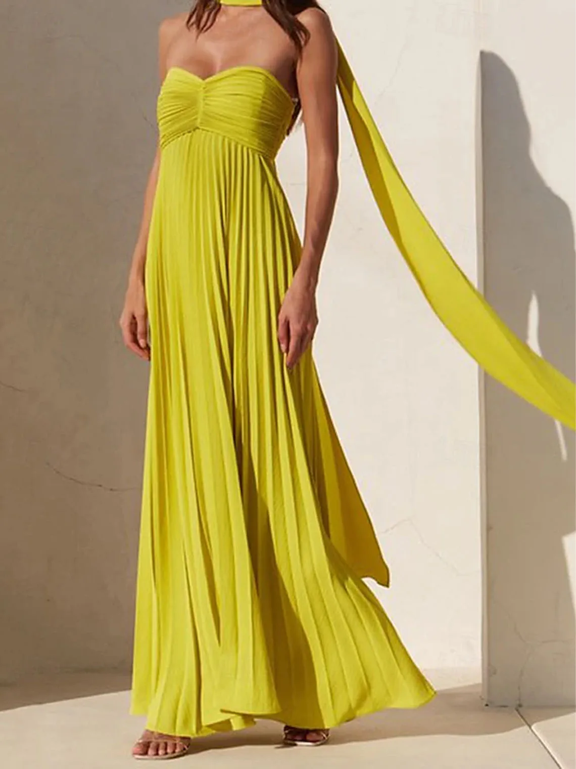

Sexy Fashions A-line Evening Dress Strapless Sleeveless Chiffon Pleated Floor Length Wedding Guest Dress 2025 free customized