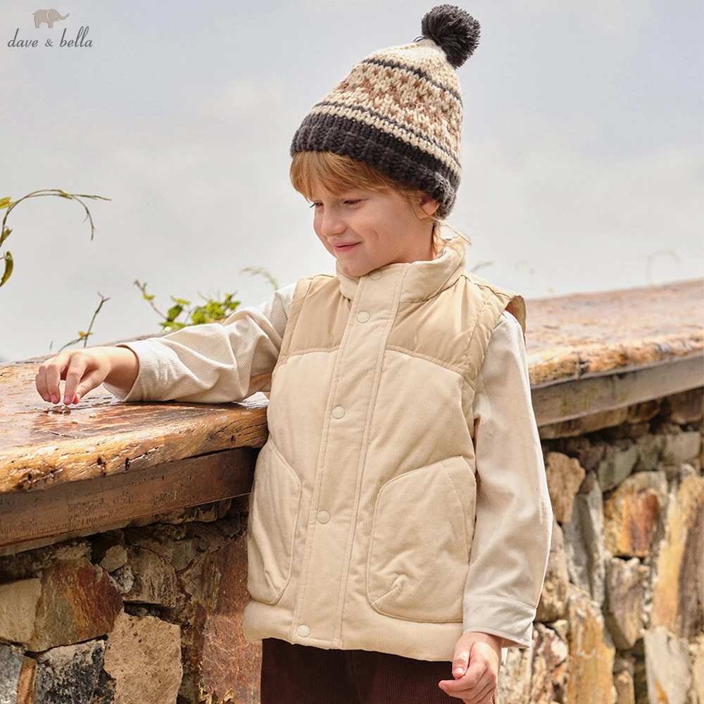

Детский пуховый жилет Dave Bella на осень-зиму, теплое пальто на бретелях для мальчиков, детская повседневная верхняя одежда, жилет, топ DK4253642