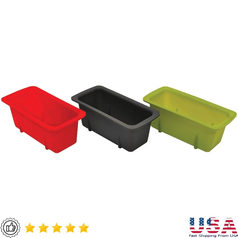 Mini moldes de silicona para pan, juego de 3 moldes para hornear reutilizables, resistentes al calor hasta 446F, antiadherentes con receta de pan de plátano