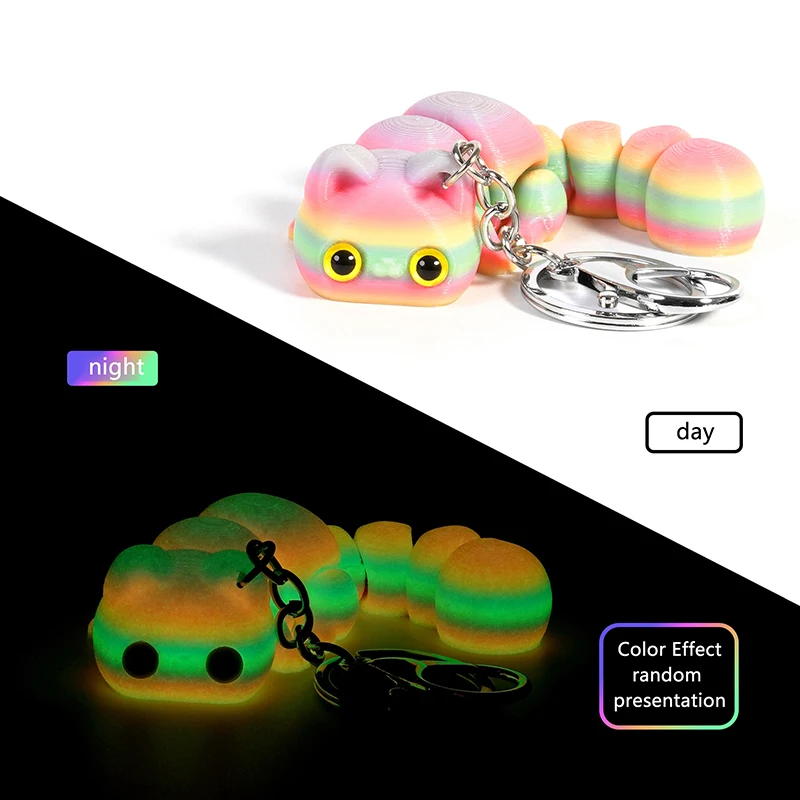 ثلاثية الأبعاد مطبوعة مفصلية محظوظ القط المفاتيح الكرتون متعدد الألوان المنقولة حلقة رئيسية على ظهره اكسسوارات الديكور هدايا عيد الميلاد #3