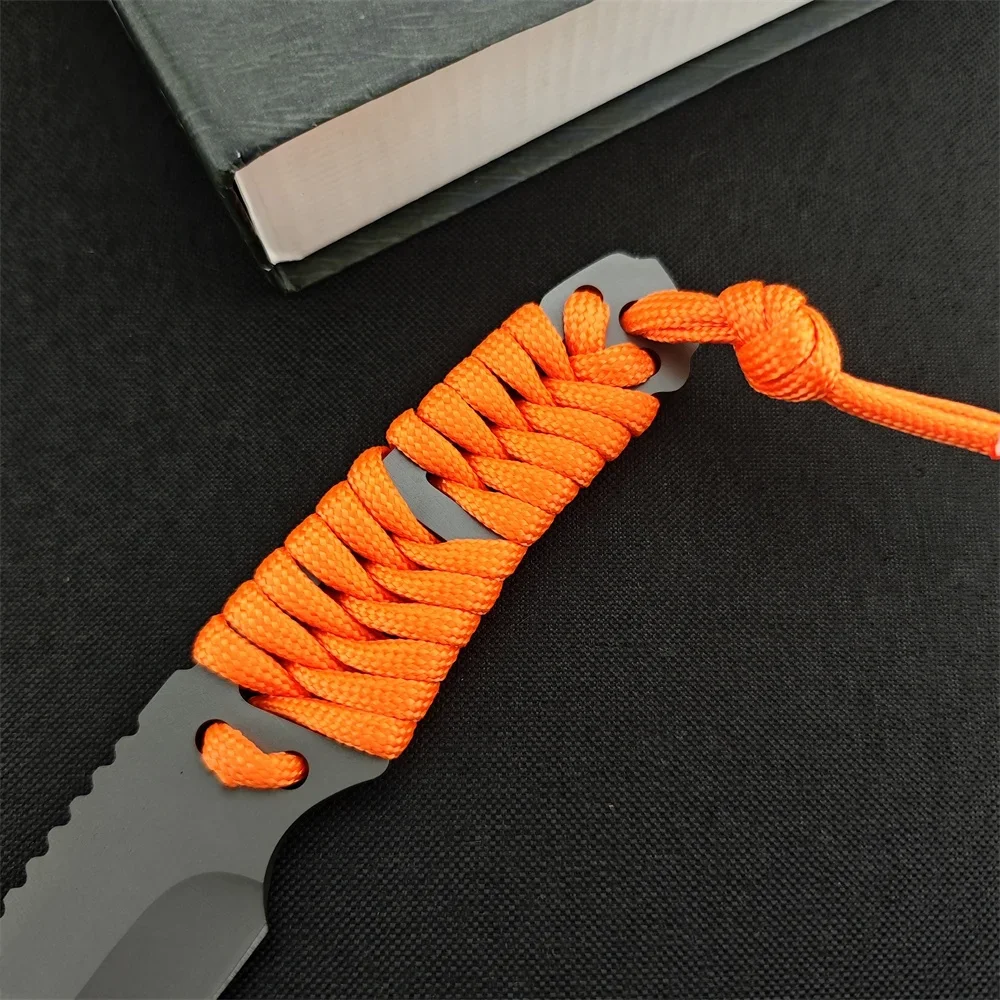 GB Paracord Fixed Blade Knife Tacitcal Gray Titanium Stainless Steel Hunting Outdoor Camping EDC Utility Bushcrafting Knives