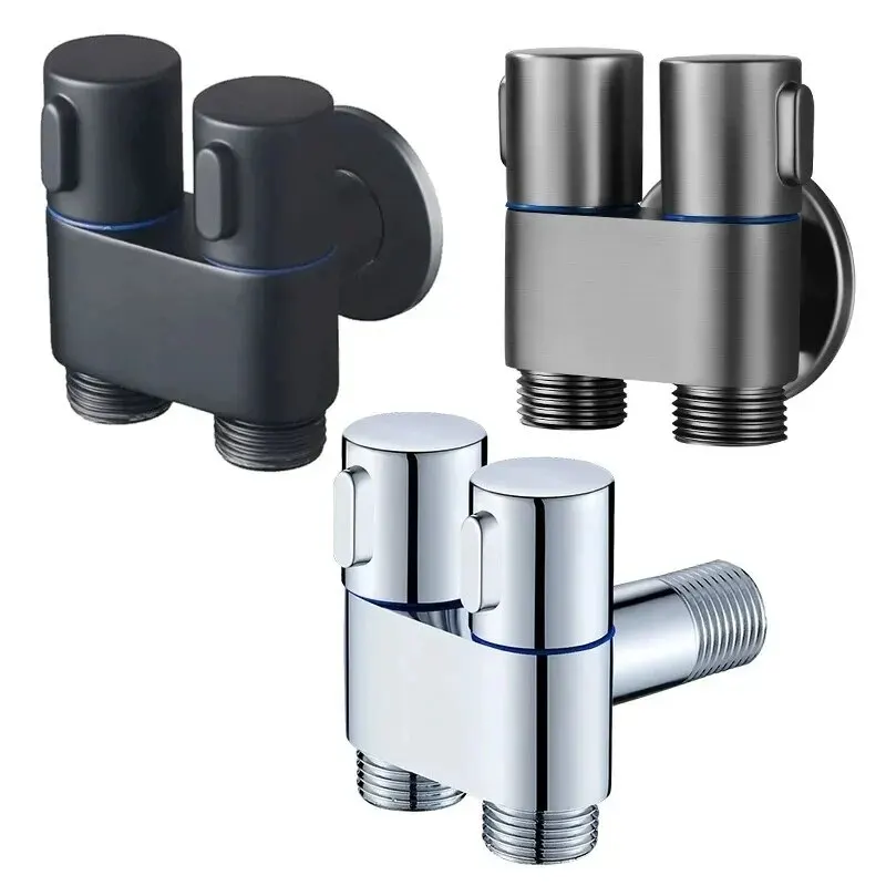 Zinc Alloy Angle Valve Wall Mount Toilet Bidet Sprayer Set One In Two Out Water Cleaning Sprayer for Bathroom Toilet Accessories