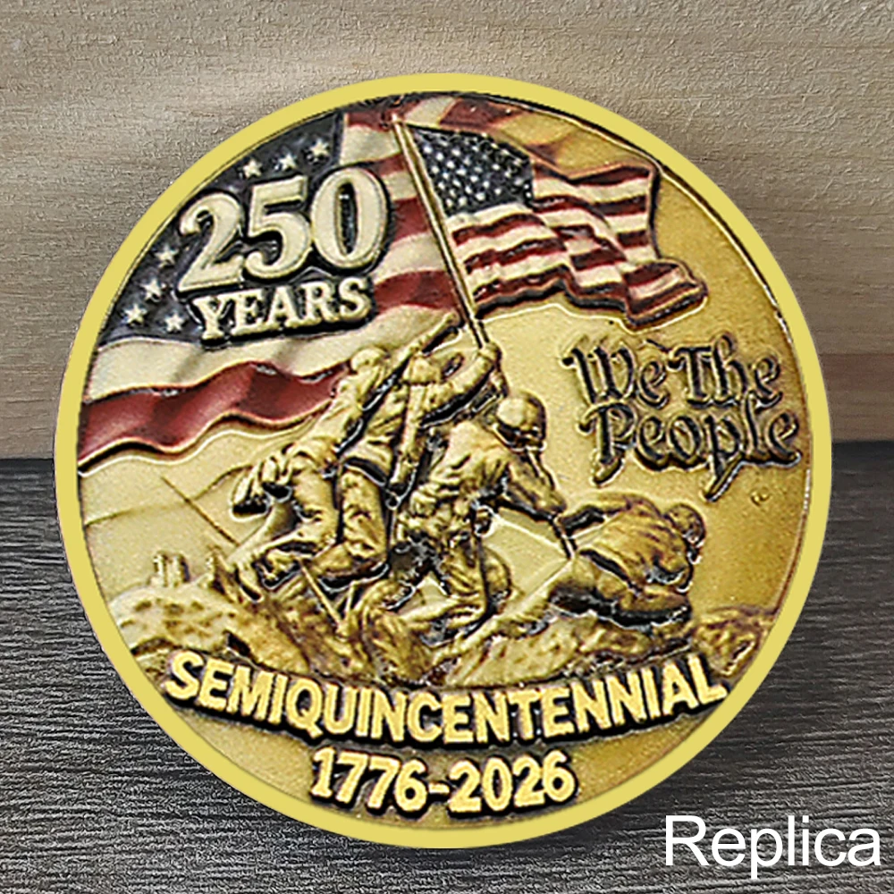 

1776-2026 USA 250th Anniversary Coin Semiquincentennial We The People Flag Metal Collectible Souvenir replica Gift