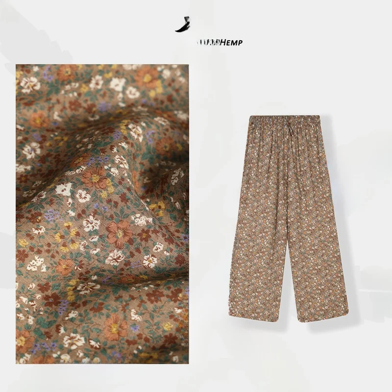 

Повседневные прямые брюки из тонкого хлопка и льна с цветочным принтом, летняя женская одежда, удобные, дышащие, с завышенной талией