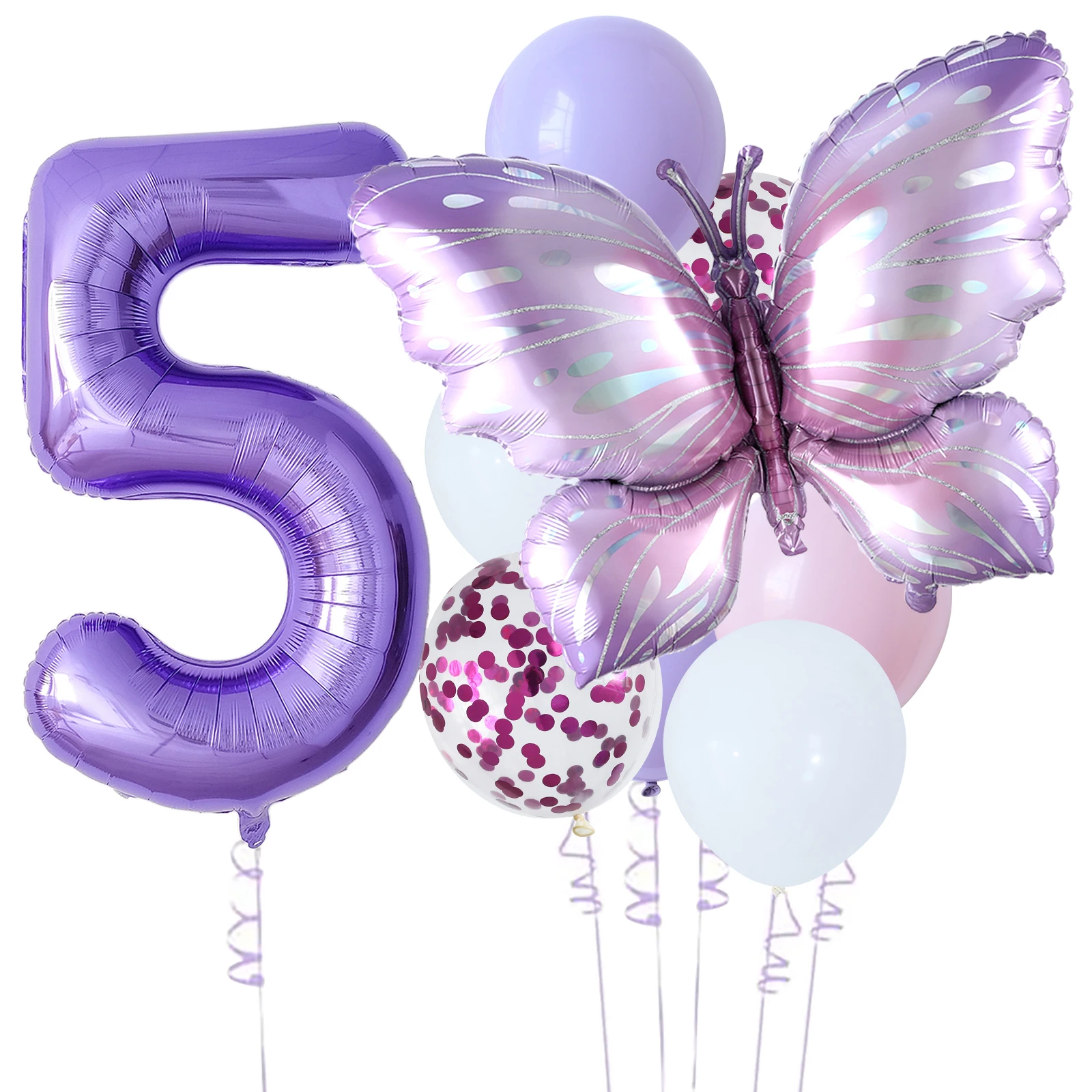 Ensemble de ballons numériques papillon violet 40 pouces, 10 pièces, grand ballon coloré en aluminium, décoration de fête prénatale, d\'anniversaire,