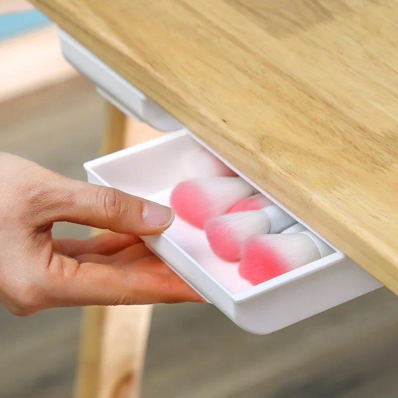 Self-Adhesive Hidden Storage Box under the table, Makeup Organizer, Under Desk Drawer, Stationery Storage