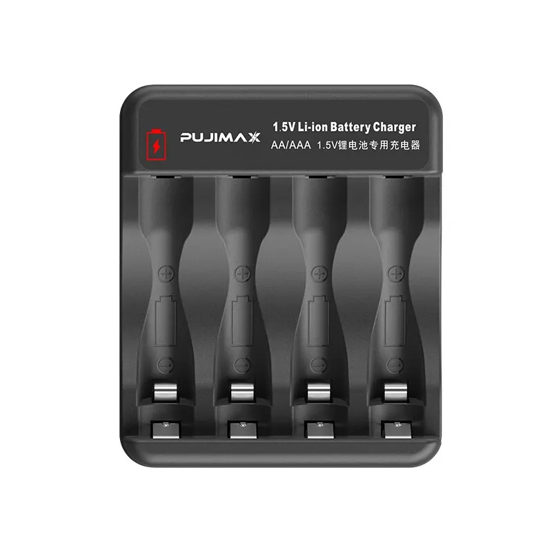 PUJIMAX New AA 1.5V Lithium Battery Charger 8 Slots LED Fast Charger with Charging Cable Charger Station for Rechargeable Li-ion