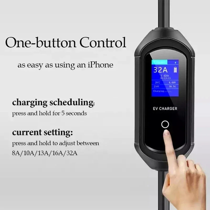 EV Portable Charger Type 2 IEC62196 7KW / 3.5KW 32A EVSE Charging Cable Controller Wallbox J1772 Type 1 for Electric Car