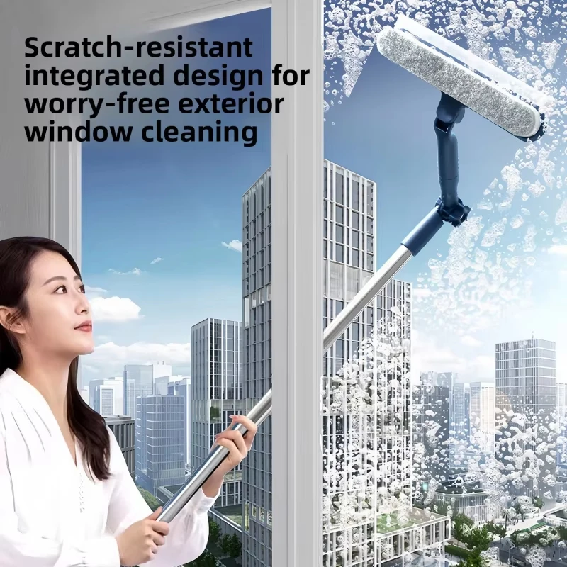 2in1 Highrise Glass Cleaning Brush Silicone Water Wiper Plate Window Cleaner Scraper Bathroom Mirror Car Windshield Tool Floor