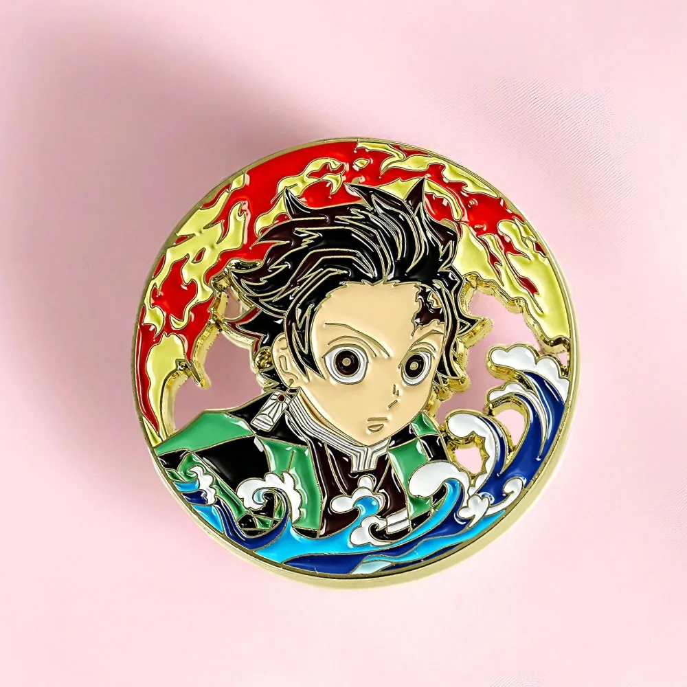 

Anime Demon Slayer Kimetsu no Yaiba Kamado Tanjirou Cosplay Costume Badge Pin Accessories Backpack Pendant Metal Prop Brooch