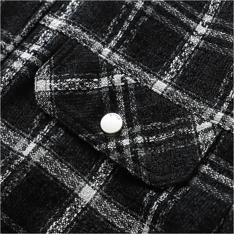 

Мужская повседневная хлопковая фланелевая рабочая одежда с клетчатым воротником Jaet, осеннее новое поступление, облегающее длинное пальто на молнии све