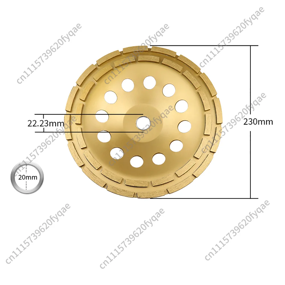 230MM Concrete Diamond Double Row Grinding Wheel Marble Granite Angle Grinder Tool 9 Inch Sanding Disc Aperture 20MM/22.23MM