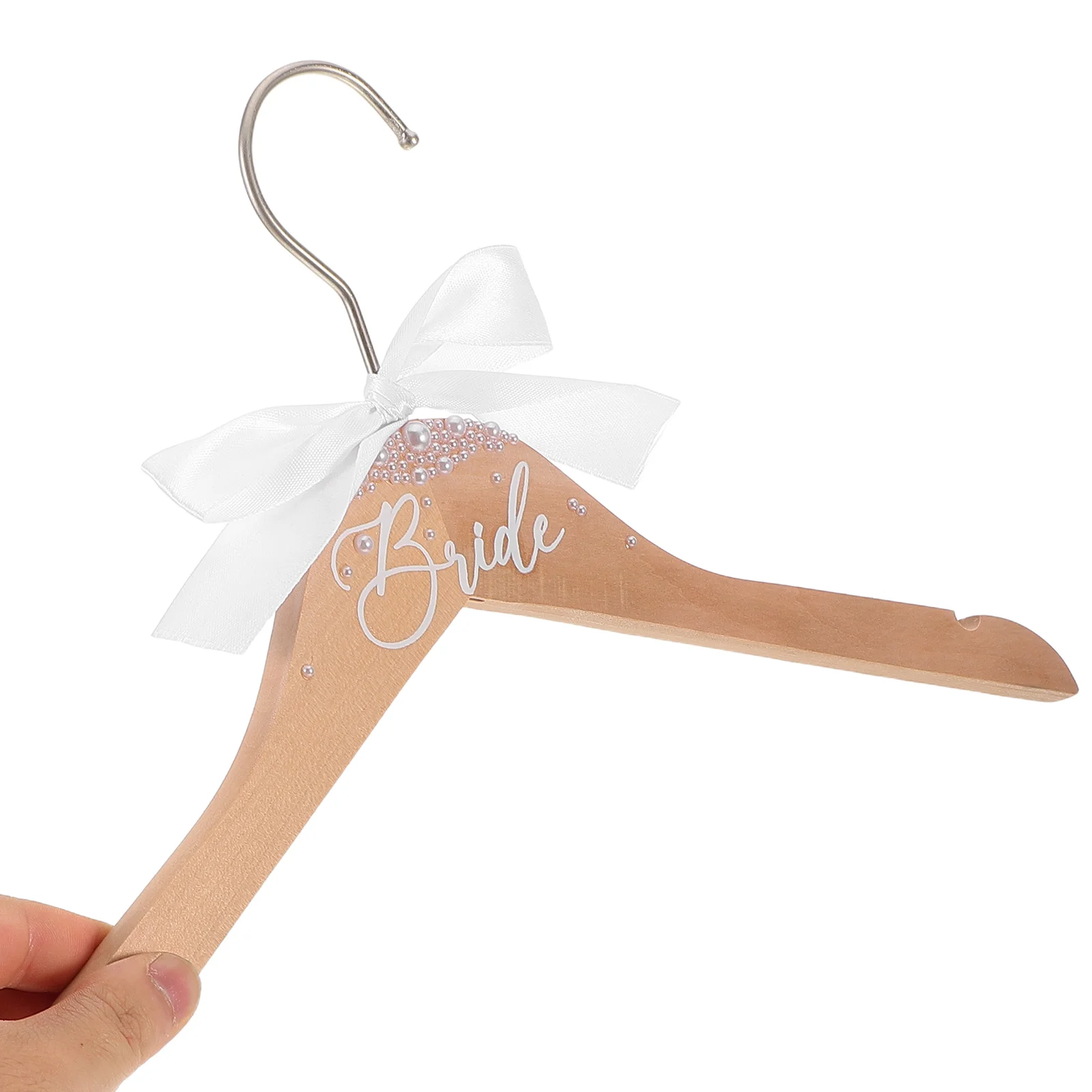 

2Pcs Pearl Beads Wedding Dress Hanger Elegant Bowknot Bridal Groom Outfit Clothes Hanging Rack Hook Outfit Hangers