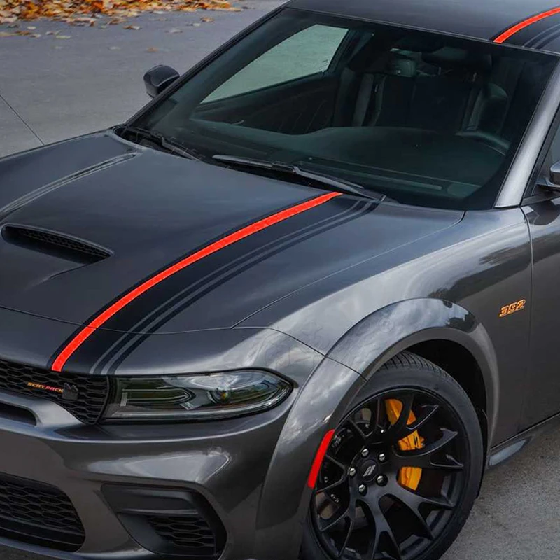 

Спортивная модифицированная голова, капот, крыша, хвост, полоса, наклейка, линия, наклейка, графическая пленка, виниловые аксессуары для Dodge Challenger Charger