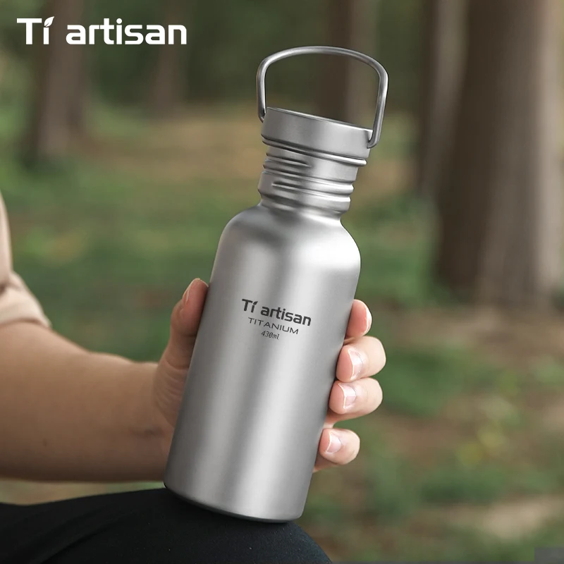 Tiartisan チタンスポーツボトルアウトドアキャンプサイクリングウォーターボトル超軽量ポータブルドリンクウェア 430 ミリリットル 600 ミリリットル 750 ミリリットル