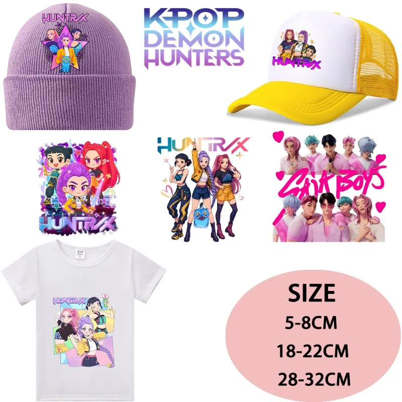 

KPop Demon Hunters Iron on Patches Washable Heat Thermal Transfer Stickers Home DIY T-shirt Clothes Hats Trousers Party Gifts