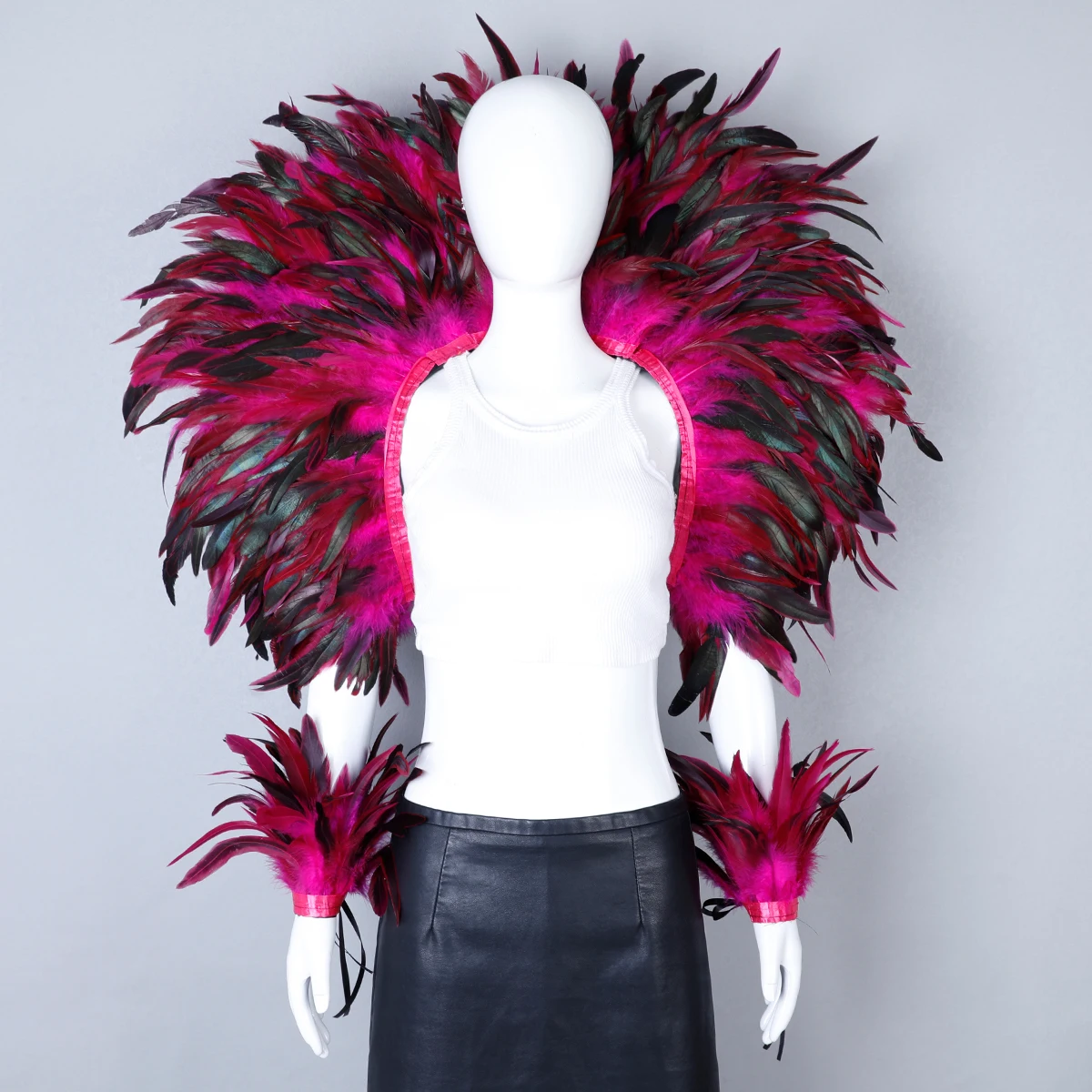 Party Karneval Elegante Damen Schal 2-teiliges Set Cosplay Feder Punk Halloween Masken Ball Feder Punk Karneval Party Set neue – Detail 22