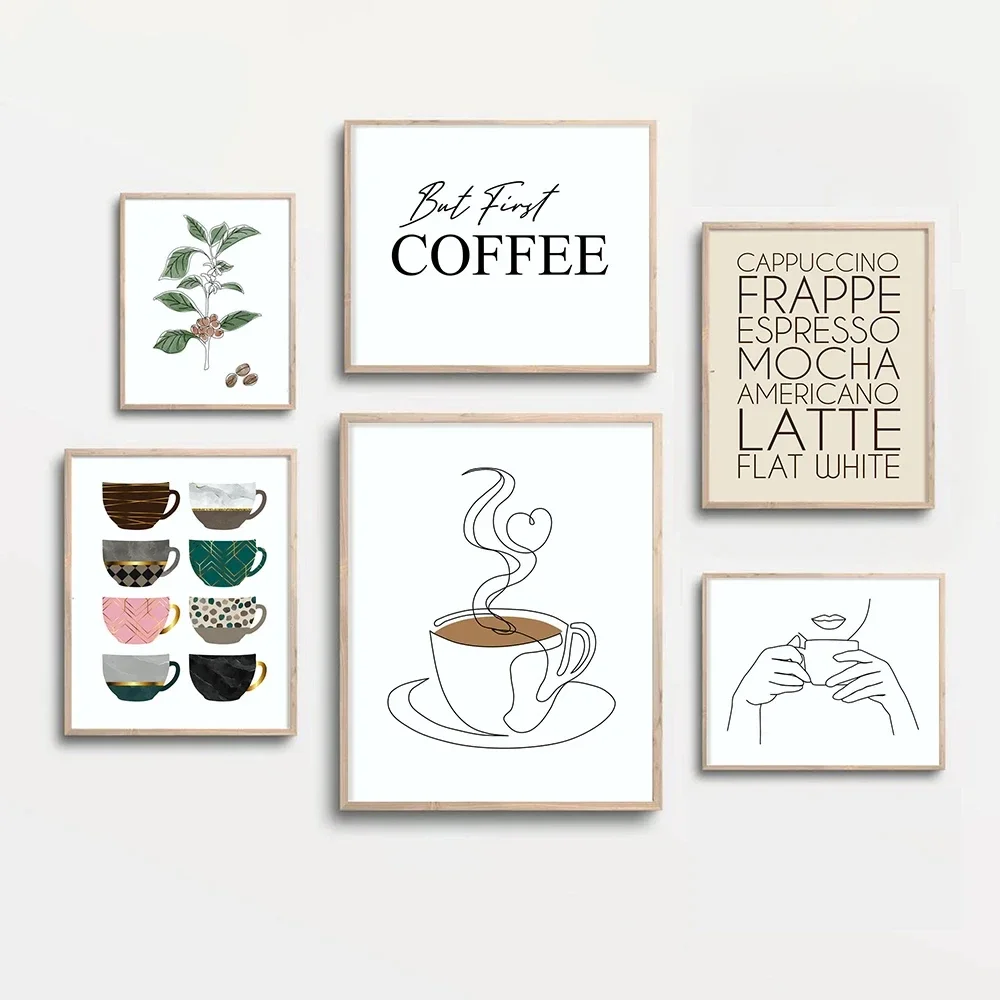 But First Coffee Minimalist Cups Coffee Kitchen Art Prints Posters Nordic Canvas Wall Paintings Pictures Living Room Home Decor