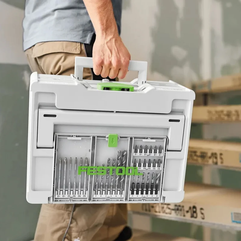 FESTOOL 577396 BKS SYS3 D3-10 CE/W Bohrer-Set mit Aufbewahrungskoffer, Spiralbohrer, starkes, langlebiges Werkzeugzubehör