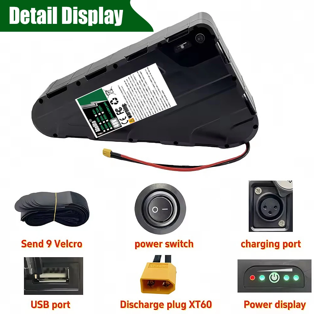 18650 triangle battery pack 48V 20AH-100AH modified mountain bike triangle frame lithium battery pack+charger