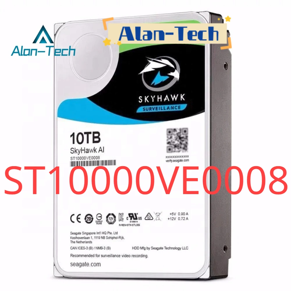 สำหรับประตูทะเล ST10000VE0008 Skyhawk 10TB 3.5 "SATA 6กิกะไบต์/วินาที256MB 7200RPM สำหรับฮาร์ดไดรฟ์ภายในสำหรับกล้องวงจรปิด HDD