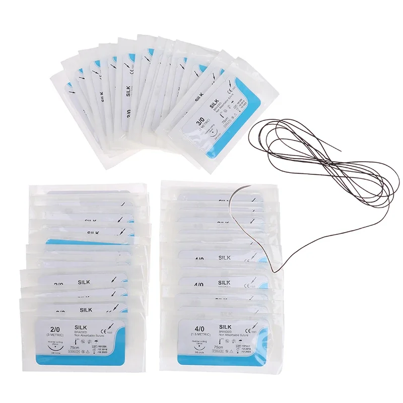

12PCS Dental Sutures Kit Veterinary Practice Surgical Simulation Material With Thread Surgeon Suture Needles Stitches Training