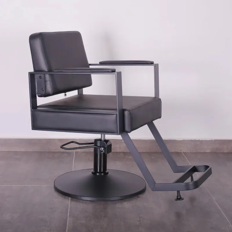 Modern Black Synthetic Leather Barber Hair Chair with 360 Degrees Rotation and Height Adjustable Function