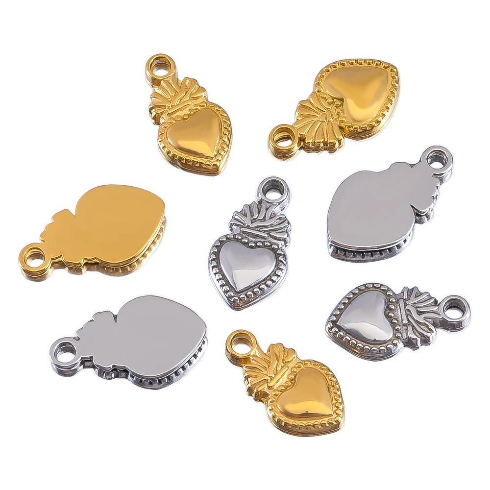 

2pcs Popular Color Preserved Electroplating Stainless Steel Heart Wings Shaped Pendant For DIY Women's Necklace Jewelry Material