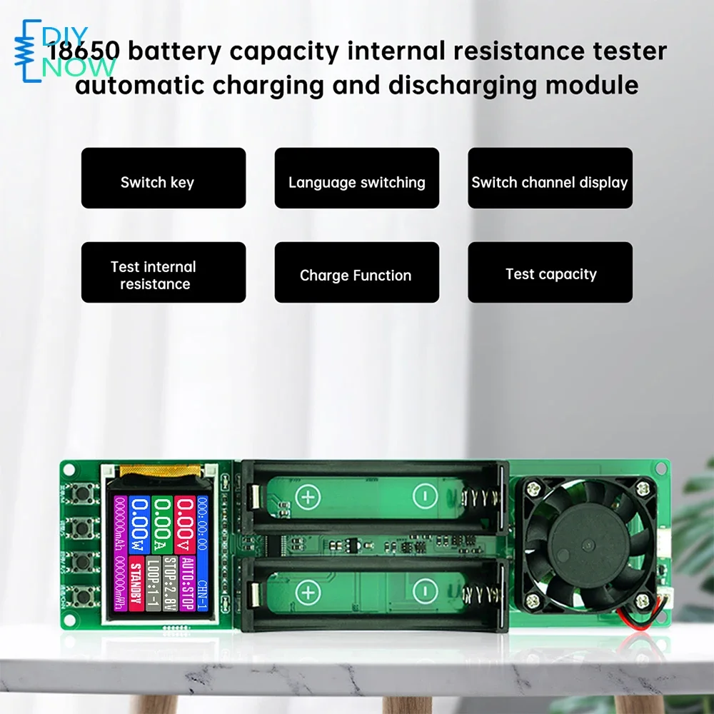 18650 Battery Capacity Tester Digital Display Internal Resistance Tester 2-Channel Measurement Automatic Charging Discharging