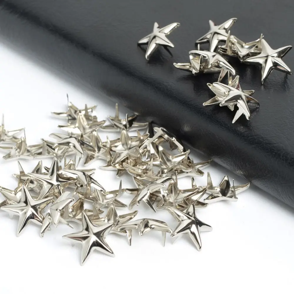 100 pcs Fashion Metal Quality Spikes Spots Nailhead for Hat,Bag,Clothes Sewing Decor Star Rivets DIY Studs Garment Supplies