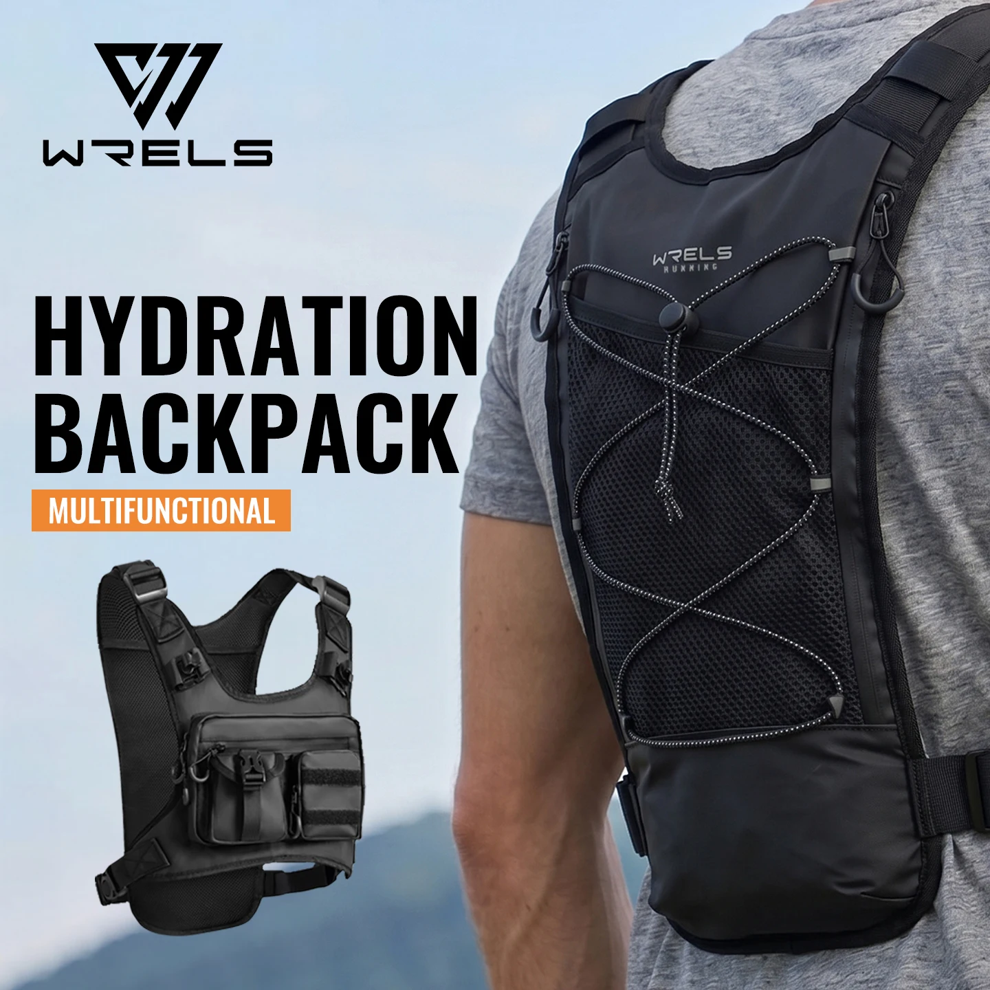 WRELS Hydration Vest Water Resistant Breathable Lightweight Hydration Backpack Trail Running Hiking Cycling Marathon Vest