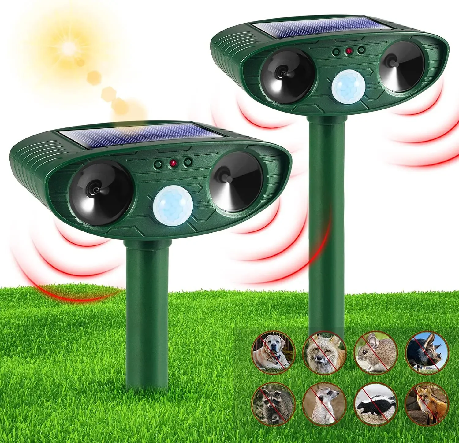 Ultrasonic Cat Dog Repellant Outdoor Solar Power Rechargeable Garden Repellers Cat Deterants for Animals