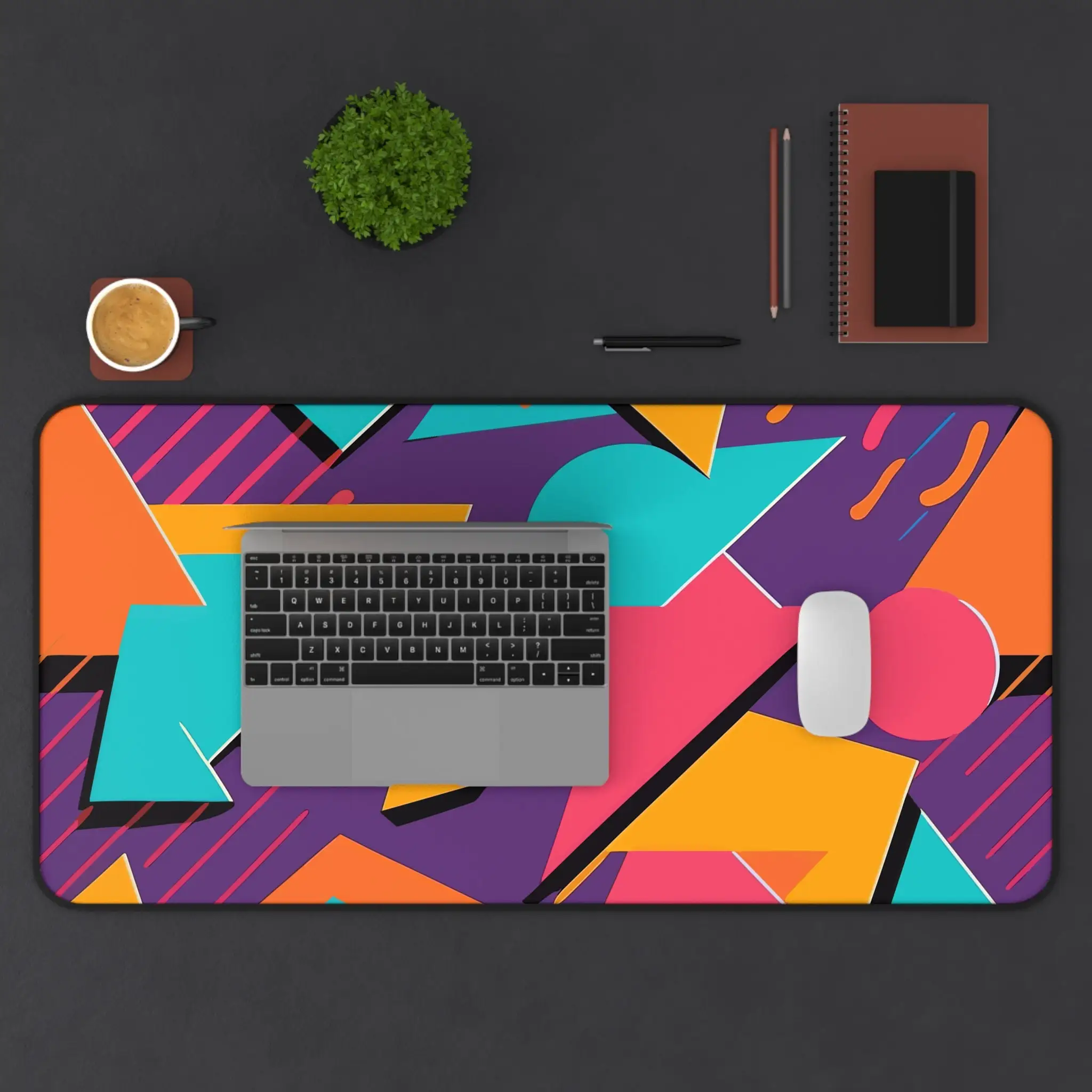 Purple Patterned Desk Mat, Colorful Desktop Decoration, Office Accessory, Gamer Gift, Unique Workstation Decor Kawaii Desk Pad