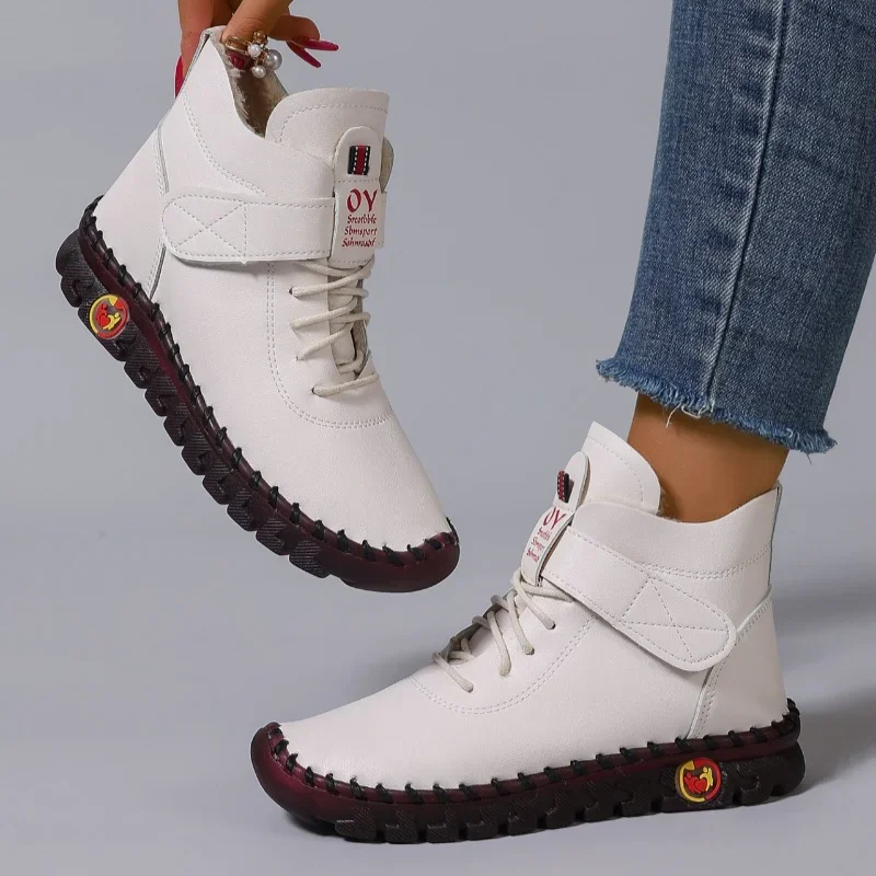 Sneakers Dameslaarzen Winter Enkel Platform Laarzen Handdraad Moeder Katoenen Damesschoenen 2024 Waterdichte Korte Snowlaars Botas Mujer