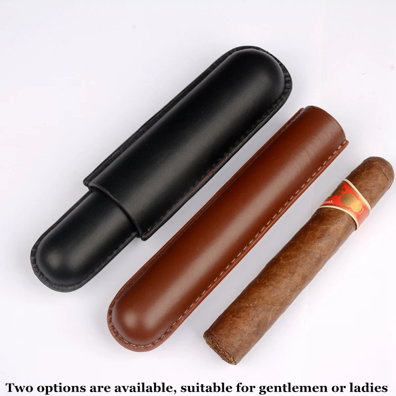 54 Ring Man-made Leather Cigar Case Single Tube Cigar Holder Mini Humidor Travel Box Portable Cigar Accessory for Cigar Lover