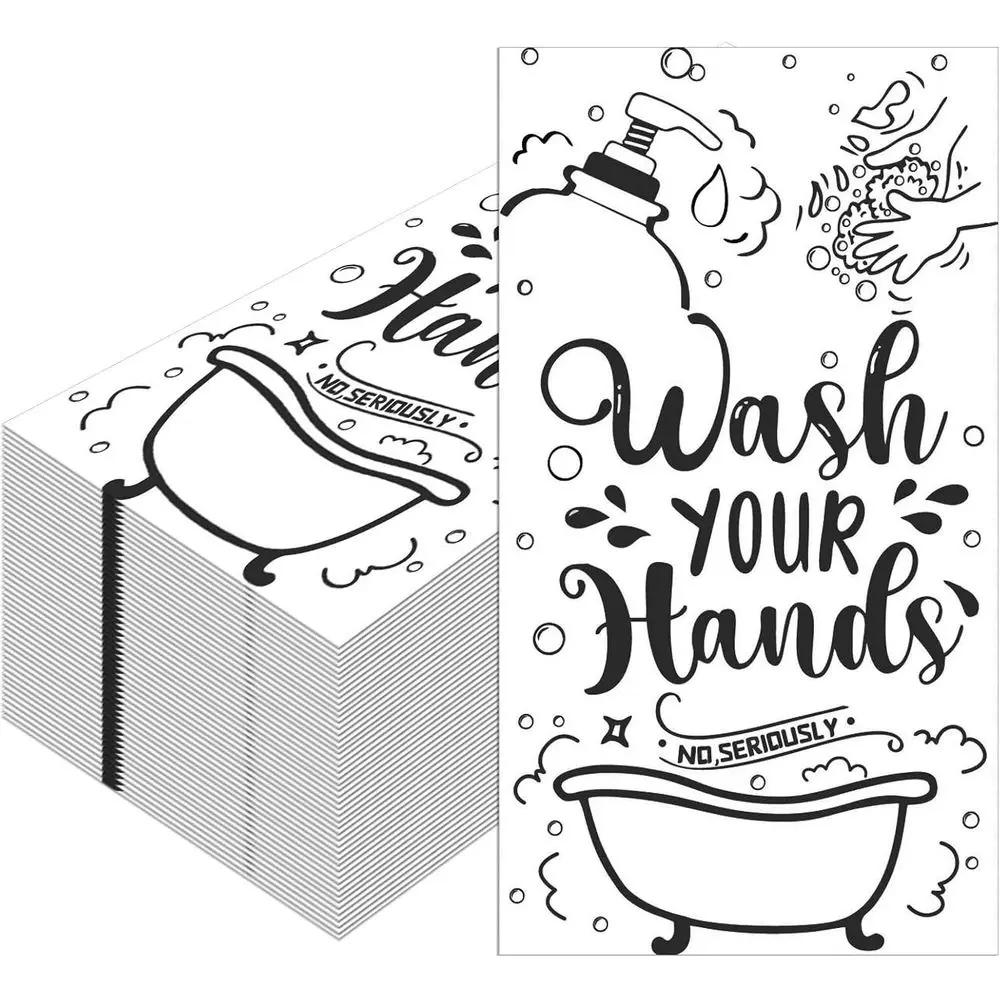 

100 Pack Disposable Hand Towels - Elegant Dinner Napkins for Weddings, Birthdays, Baby Showers (White & Black)