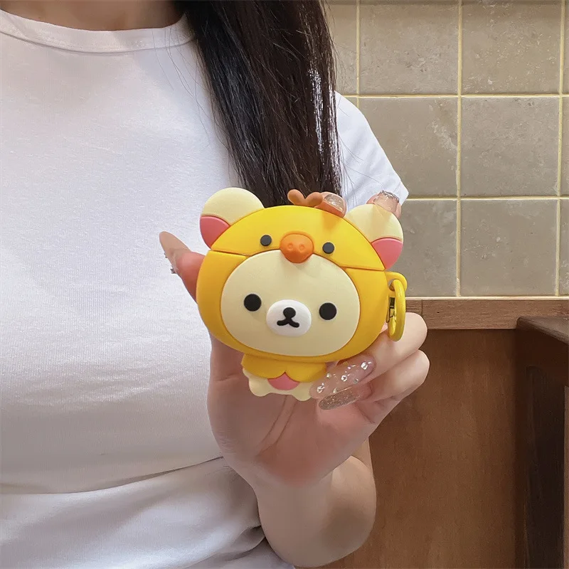 3D Cute Cartoon  Bear Earphone Case For Airpods 1 2 3 4 Pro 2 3 Wireless Bluetooth Headset Protective Soft Cover ﻿