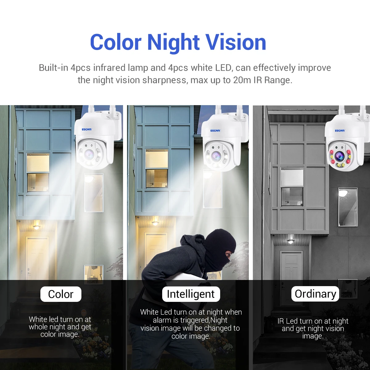 ESCAM TY114 4MP 1440P Tuya APP Full Color WIFI PTZ  IP Dome Camera AI Humanoid Home Security CCTV Intercom Baby Monitor